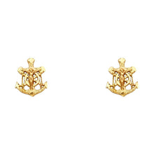 Load image into Gallery viewer, 14K Yellow Gold 8mm Anchor Post Earrings