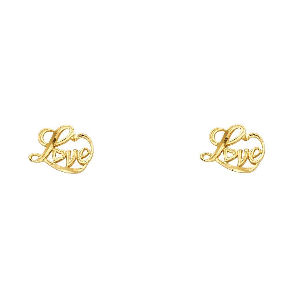 14K Yellow Gold 8mm Love Post Earrings