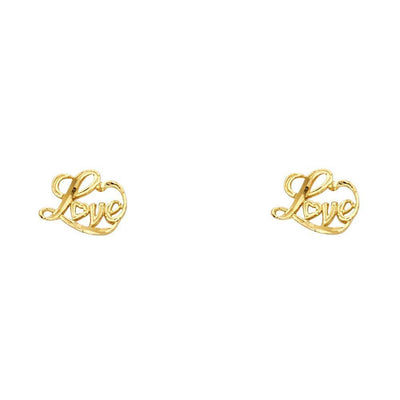 14K Yellow Gold 8mm Love Post Earrings