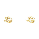 14K Yellow Gold 8mm Love Post Earrings