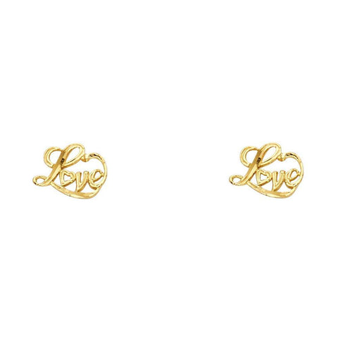 14K Yellow Gold 8mm Love Post Earrings