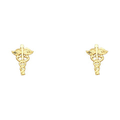 14K Yellow Gold 7mm Clinic Mark Post Earrings