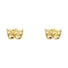 Load image into Gallery viewer, 14K Yellow Gold 10mm Smile or Cry Face Post Earrings