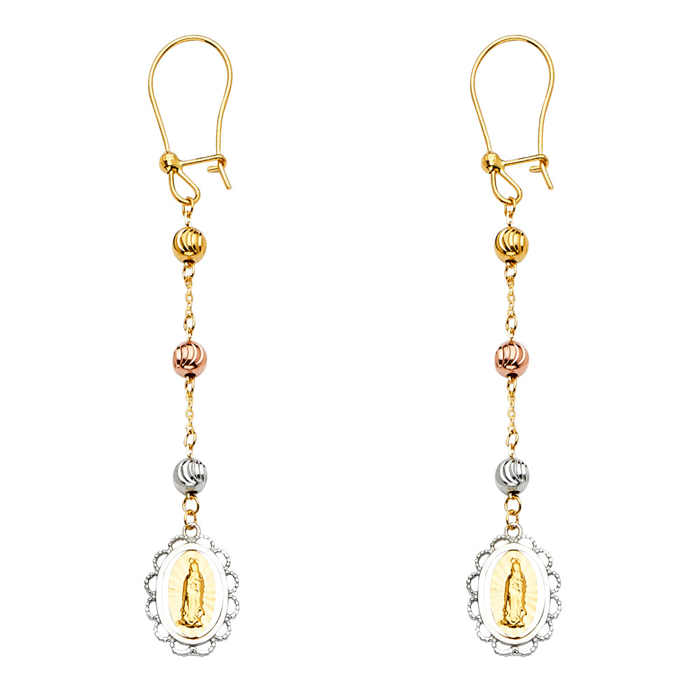 14K Two Tone Gold Hanging Earrings