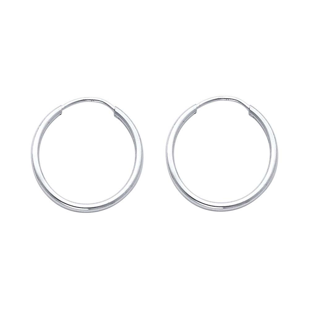 14K White Gold 1.5mm Hoop Earrings