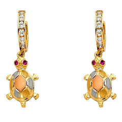 14K Tri Color Gold CZ Infinity Hanging Earrings