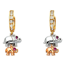 Load image into Gallery viewer, 14K Tri Color Gold CZ Infinity Hanging Earrings