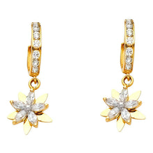 Load image into Gallery viewer, 14K Yellow Gold CZ Hanging Huggies Earrings