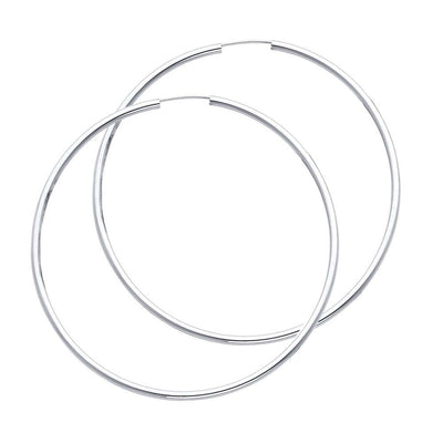 14K White Gold 2mm Hoop Earrings