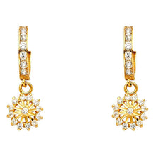 Load image into Gallery viewer, 14K Yellow Gold CZ Hanging Huggies Earrings