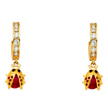 Load image into Gallery viewer, 14K Yellow Gold CZ Hanging Huggies Earrings