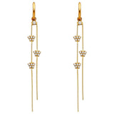 14K Yellow Gold CZ Hanging Huggies Earrings