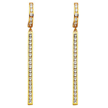 Load image into Gallery viewer, 14K Yellow Gold CZ Hanging Huggies Earrings