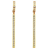 14K Yellow Gold CZ Hanging Huggies Earrings