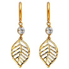 Load image into Gallery viewer, 14K Yellow Gold CZ Hanging Huggies Earrings