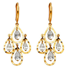 Load image into Gallery viewer, 14K Yellow Gold CZ Hanging Huggies Earrings