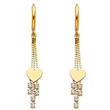 Load image into Gallery viewer, 14K Yellow Gold CZ Hanging Huggies Earrings