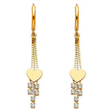 14K Yellow Gold CZ Hanging Huggies Earrings
