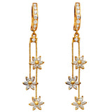 14K Yellow Gold CZ Hanging Huggies Earrings