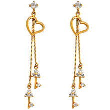 Load image into Gallery viewer, 14K Yellow Gold CZ Hanging Huggies Earrings