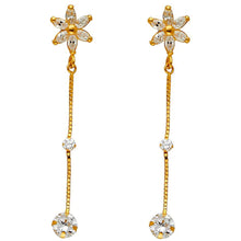 Load image into Gallery viewer, 14K Yellow Gold CZ Hanging Huggies Earrings
