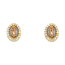 Load image into Gallery viewer, 14K Tri Color Gold Our Lady of Guadalupe Post Earrings
