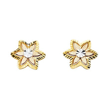 Load image into Gallery viewer, 14K Tri Color Flower Post Earrings