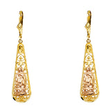 14K Twocolor GUADALUPE T-DROP DANGLE Earring 4grams