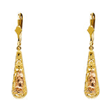 14K Twocolor GUADALUPE T-DROP DANGLE Earring 3grams