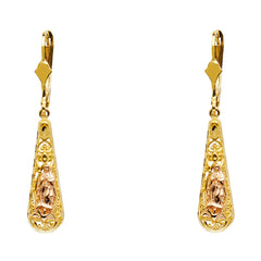 14K Twocolor GUADALUPE T-DROP DANGLE Earring 3grams