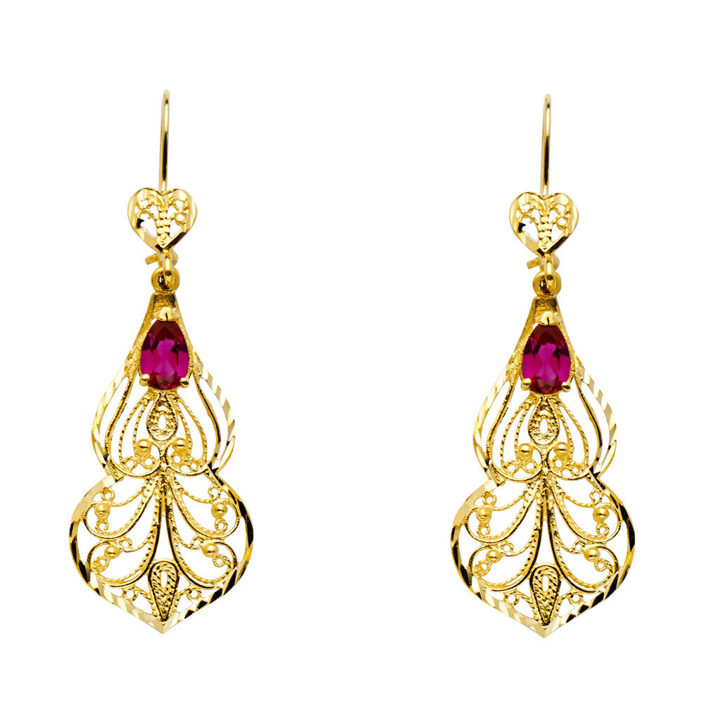 14K Yellow CZ CHANDELIER Earring 7.2grams