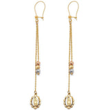 14K Tri Color Hanging Earrings