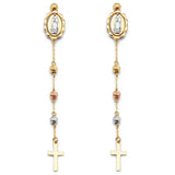 14K Tri Color Hanging Earrings
