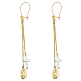 14K Tri Color Hanging Earrings