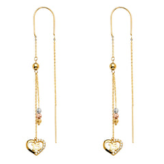 14K Tri Color Hanging Earrings
