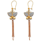 14K Tri Color Hanging Earrings