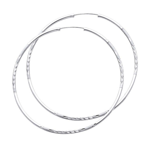 14K White Gold 1.5mm Diamond Cut GOLD EARRINGS