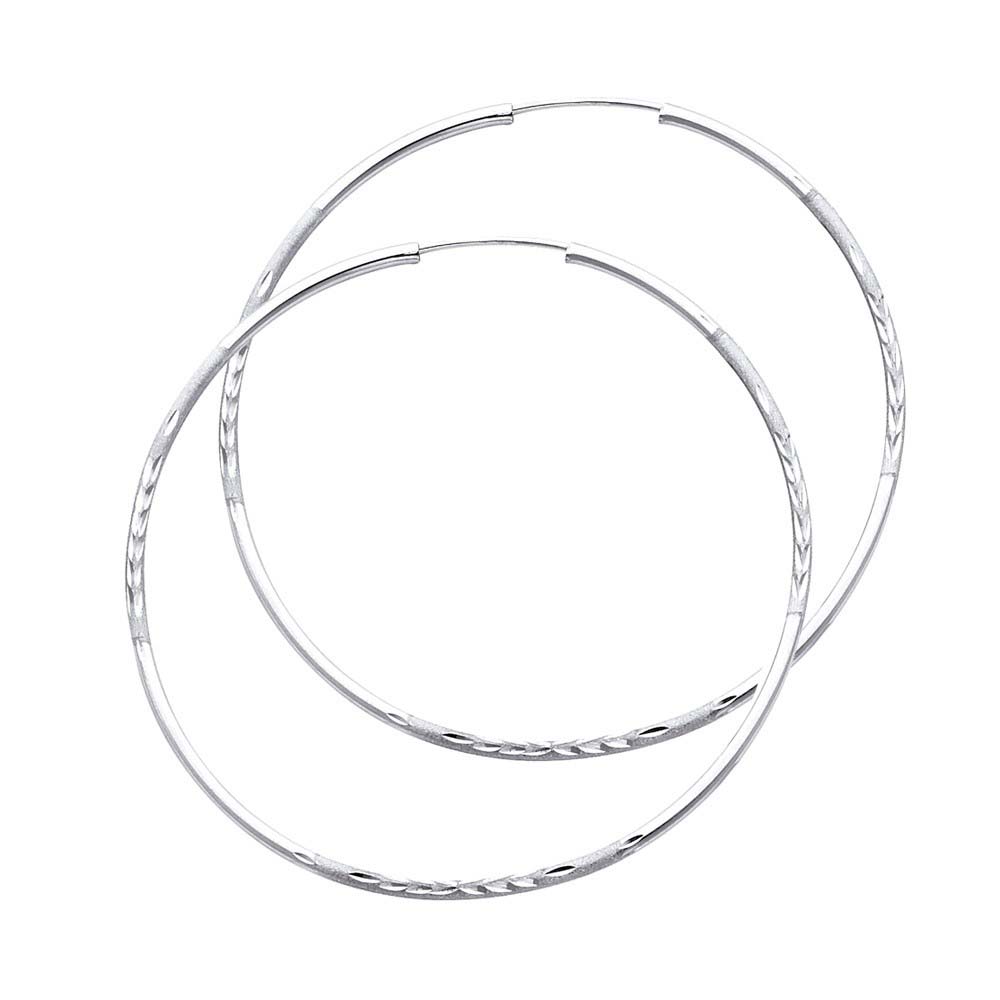14K White Gold 1.5mm Diamond Cut GOLD EARRINGS