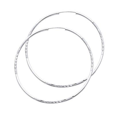 14K White Gold 1.5mm Diamond Cut GOLD EARRINGS