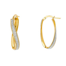 Load image into Gallery viewer, 14K Yellow Gold 2mm Glitter U-Shape Polished Hoop Earrings