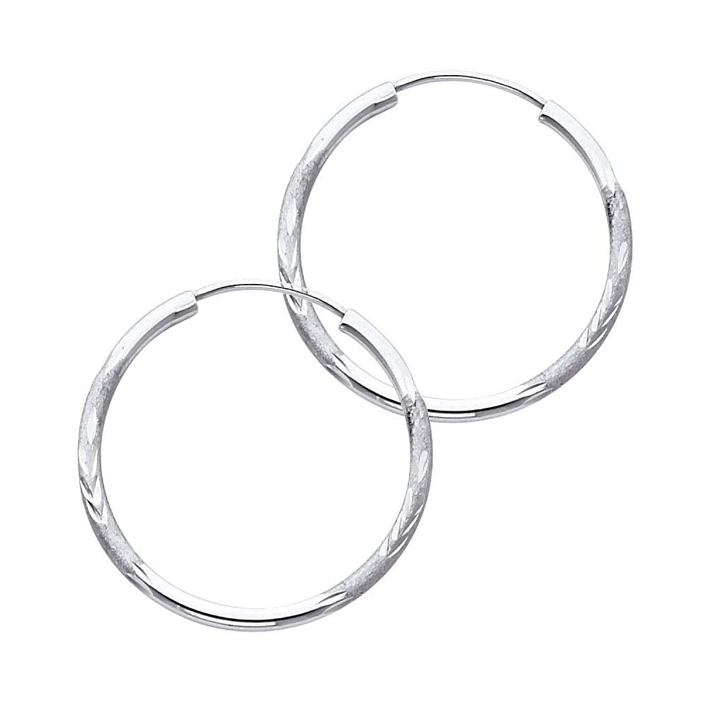 14K White Gold 1.5mm Diamond Cut GOLD EARRINGS