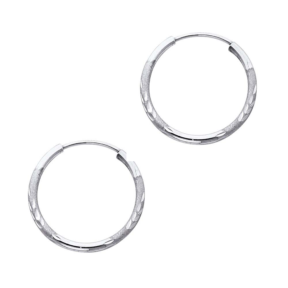14K White Gold 1.5mm Diamond Cut GOLD EARRINGS
