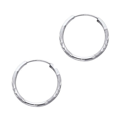 14K White Gold 1.5mm Diamond Cut GOLD EARRINGS