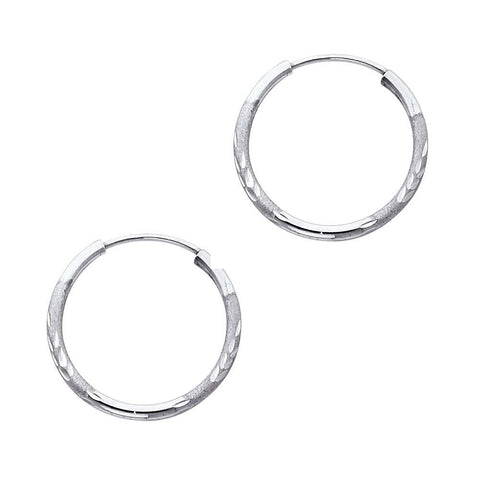 14K White Gold 1.5mm Diamond Cut GOLD EARRINGS
