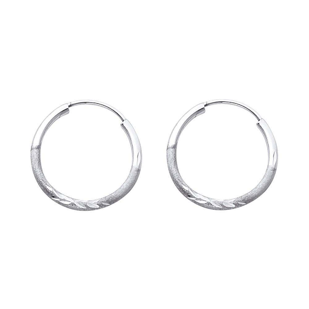 14K White Gold 1.5mm Diamond Cut GOLD EARRINGS