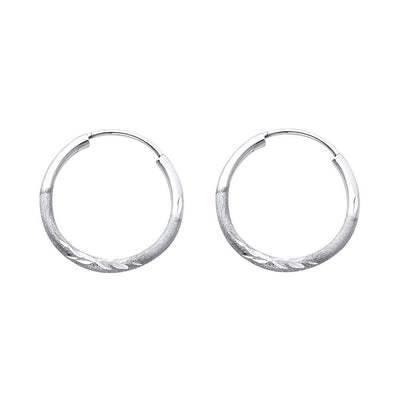 14K White Gold 1.5mm Diamond Cut GOLD EARRINGS