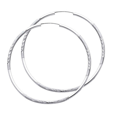 14K White Gold 2mm Diamond Cut GOLD EARRINGS