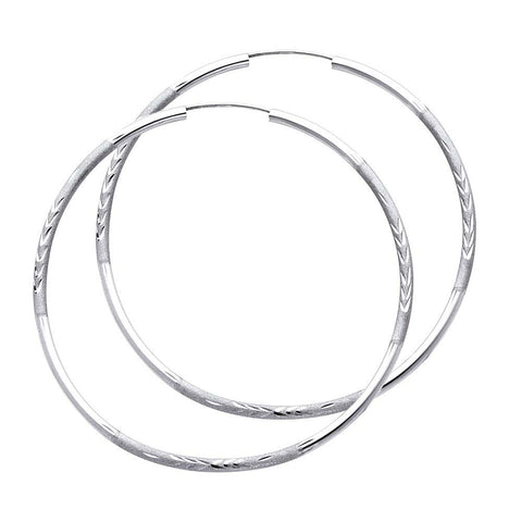 14K White Gold 2mm Diamond Cut GOLD EARRINGS