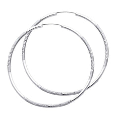 14K White Gold 2mm Diamond Cut GOLD EARRINGS