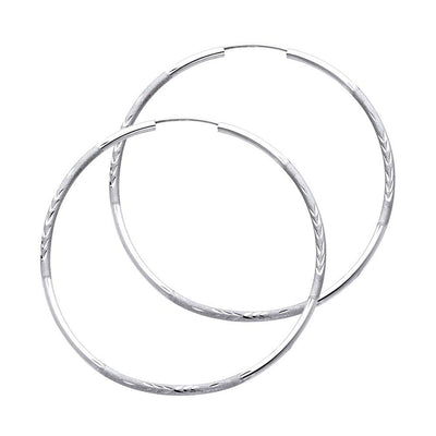 14K White Gold 2mm Diamond Cut GOLD EARRINGS